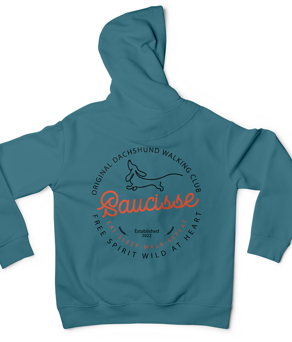 Saucisse - Dachshund Dog Walking Club Logo - Unisex Hoodie